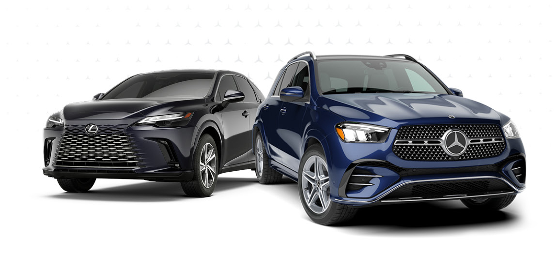Mercedes-Benz GLE SUV and Lexus RX luxury SUV comparison.