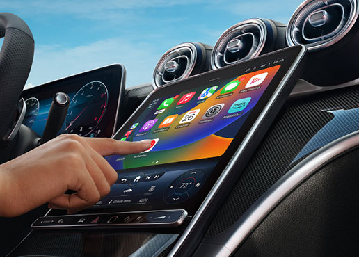 Mercedes-Benz touchscreen infotainment system with Apple CarPlay interface