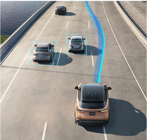 Nissan Murano advanced driver assistance system detecting vehicles on the highway