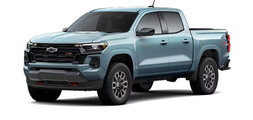 Light blue Chevrolet Colorado ZR2 truck studio front view