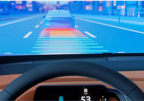 Volkswagen driver assistance system detecting a vehicle ahead on the highway