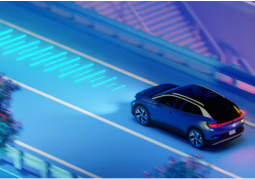Volkswagen SUV using advanced driver assistance technology while driving