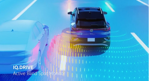 Volkswagen IQ.DRIVE Active Blind Spot Monitor detecting a nearby vehicle