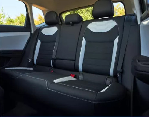 Volkswagen Taos rear passenger seats with two-tone upholstery