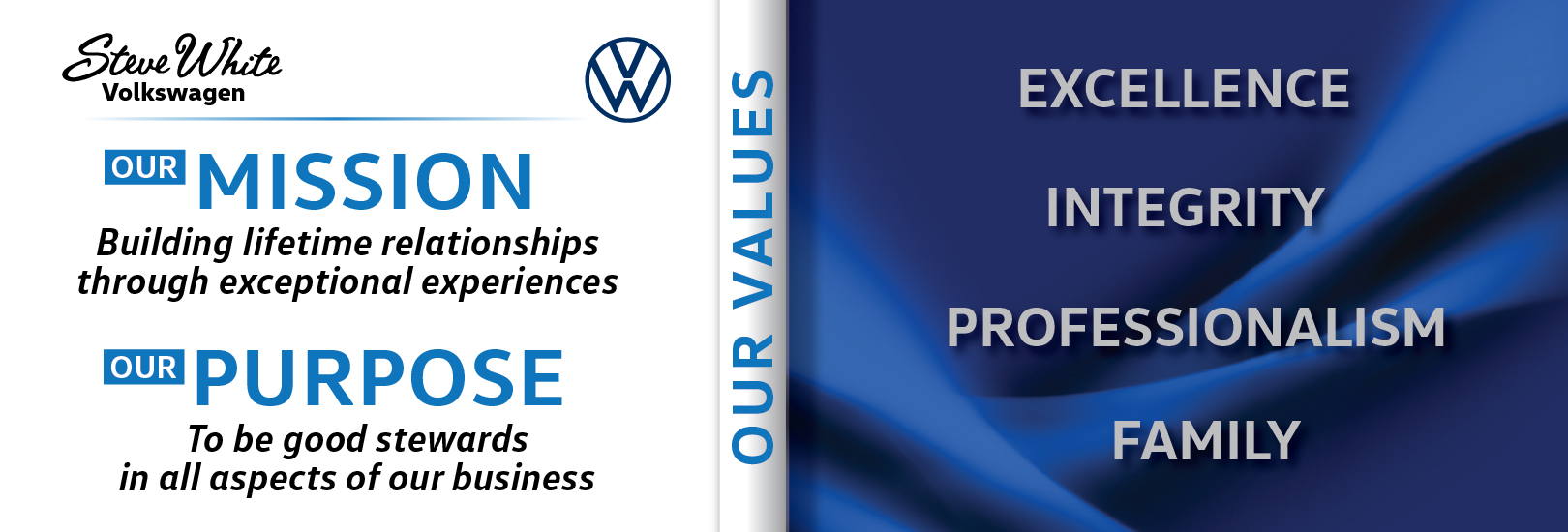 Steve White Core Values: Excellence, Integrity, Professionalism, Family