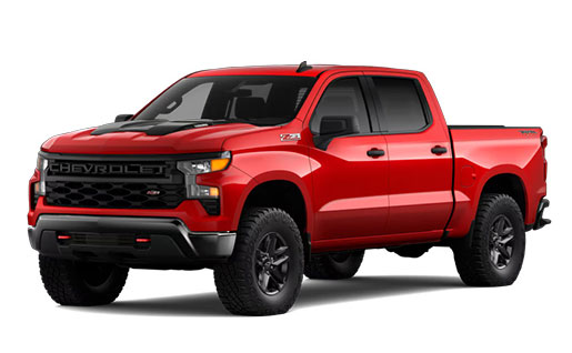 Red Chevrolet Silverado ZR2 pickup truck on a white background
